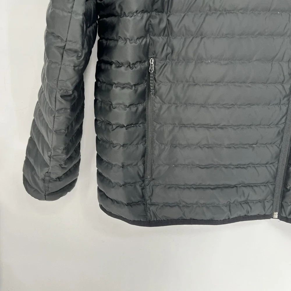 Eddie Bauer Puffer Jacket Mens 2XL Black Solid Full Zip Down Filled Quilted Logo